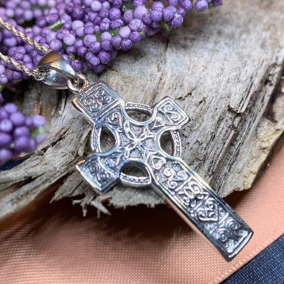 Silver Celtic Cross Trinity Knot Necklace