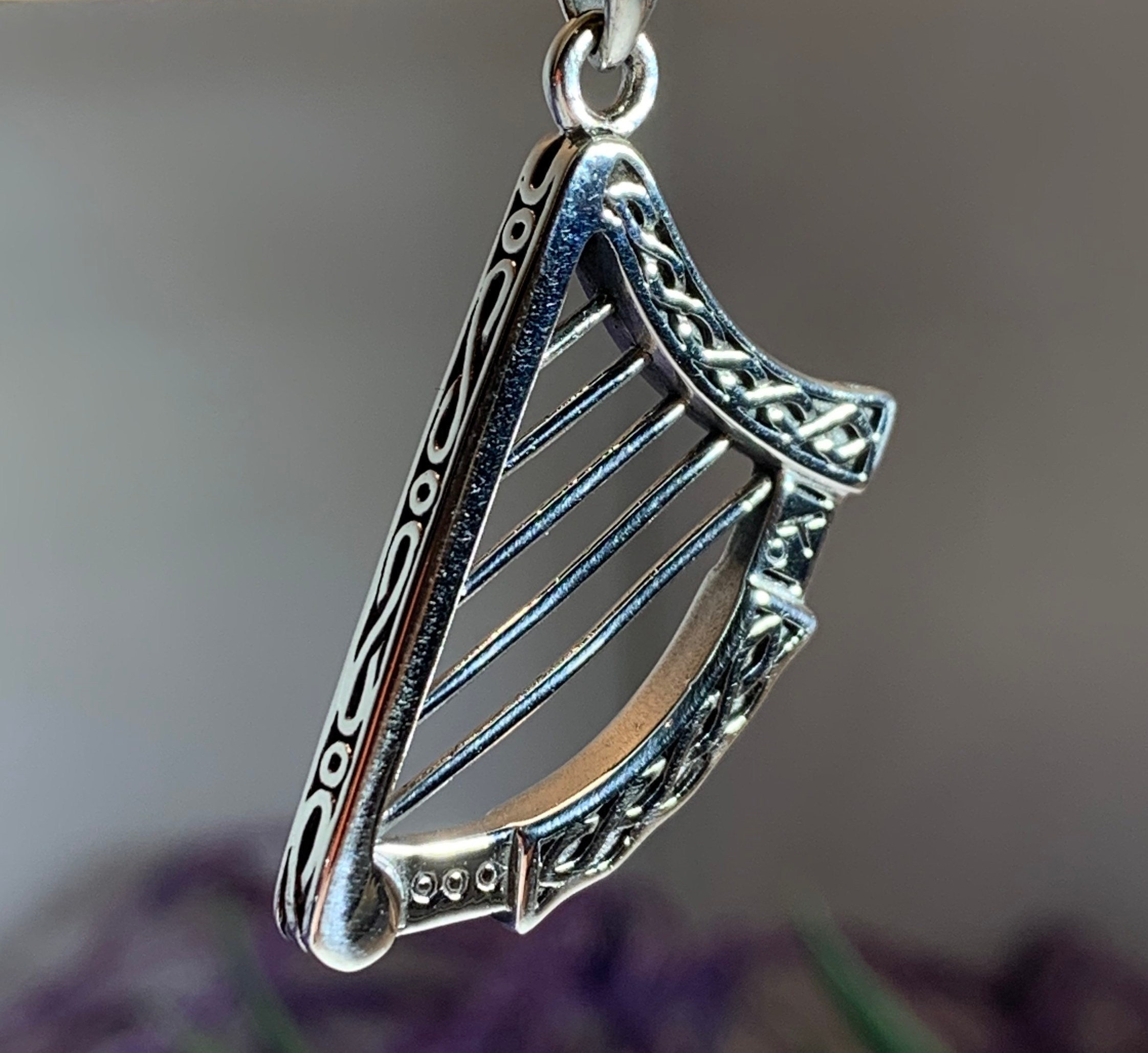 Harp Necklace, Irish Jewelry, Celtic Jewelry, Ireland Gift, Mom Gift