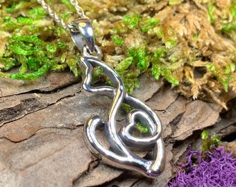 Cat Necklace, Celtic Knot Jewelry, Irish Jewelry, Cat Lover Gift, Nature Necklace, Animal Jewelry, Wiccan Jewelry, Mom Gift, Wife Gift