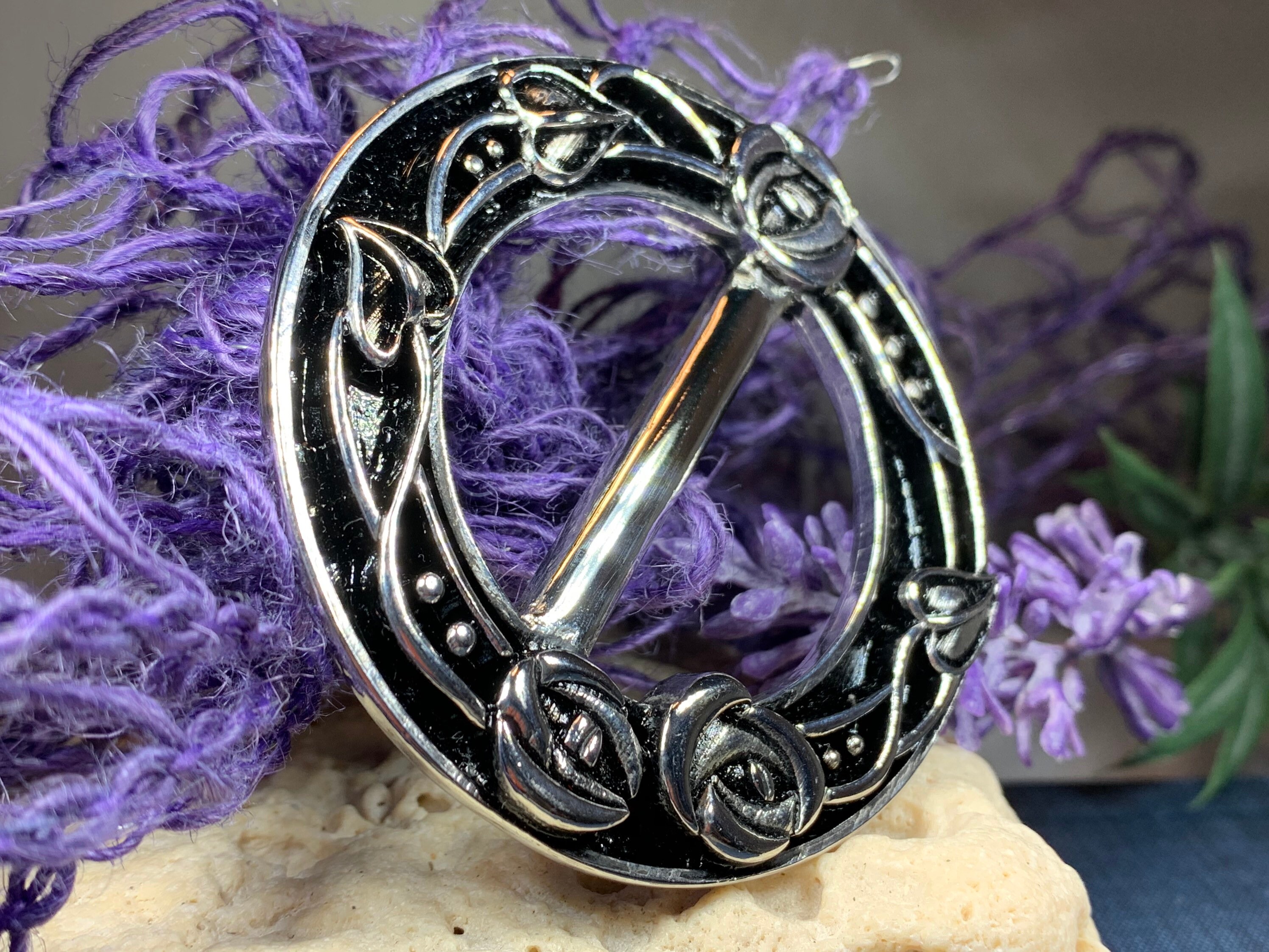 Celtic Roses Scarf Ring, Scotland Jewelry, Mackintosh Jewelry, Flower