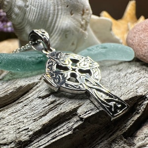 Celtic Cross Necklace, Cross Jewelry, Celtic Pendant, Irish Jewelry, Anniversary Gift, First Communion Cross, Baptism Cross, Ireland Jewelry