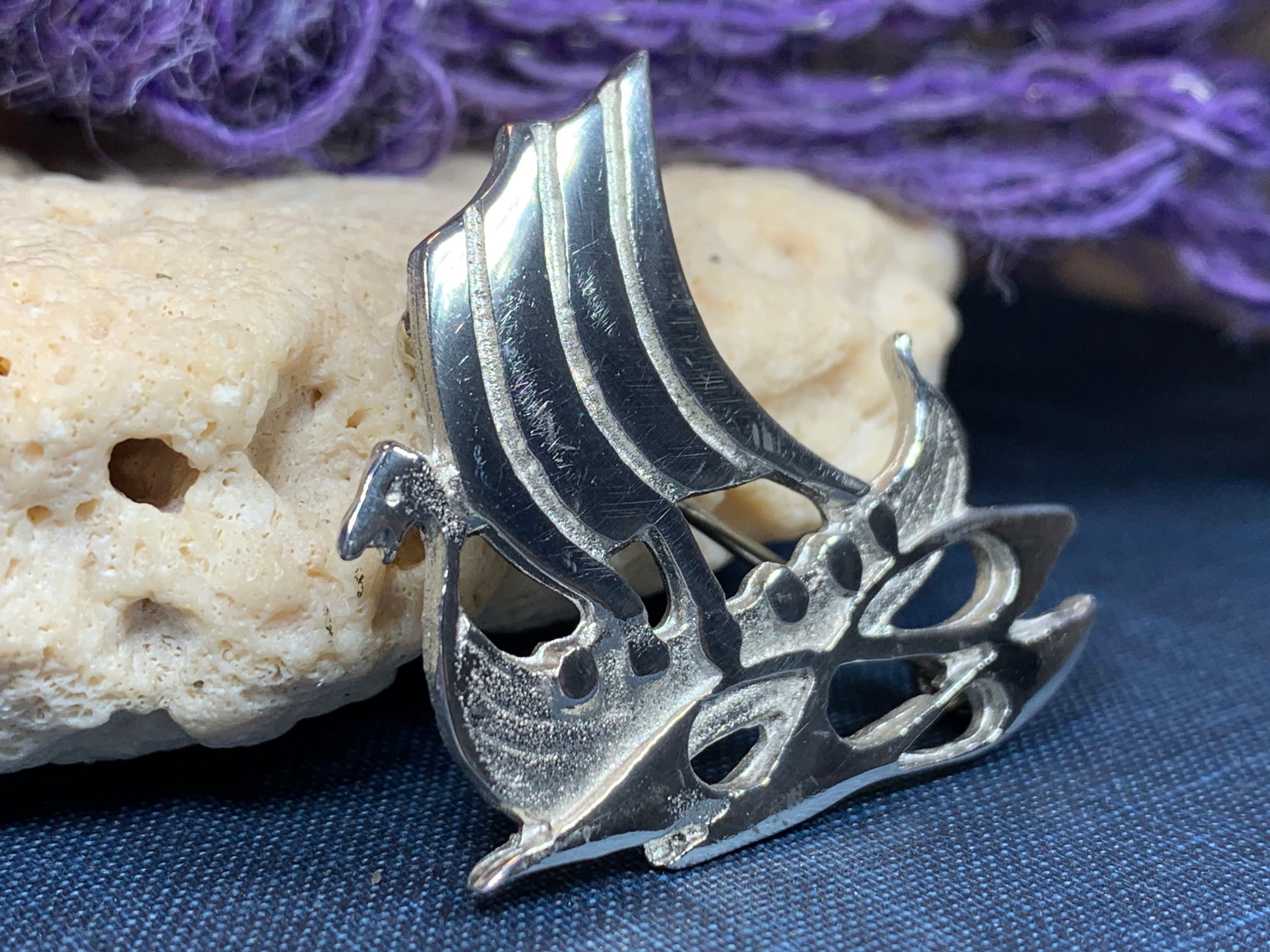 Viking Ship Brooch, Norse Jewelry, Ship Pin, Viking Ship