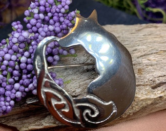 Fox Brooch, Nature Jewelry, Celtic Vixen Pin, Irish Jewelry, Graduation Gift, Anniversary Gift, Mom Gift, Girlfriend Gift, Celtic Knot Pin