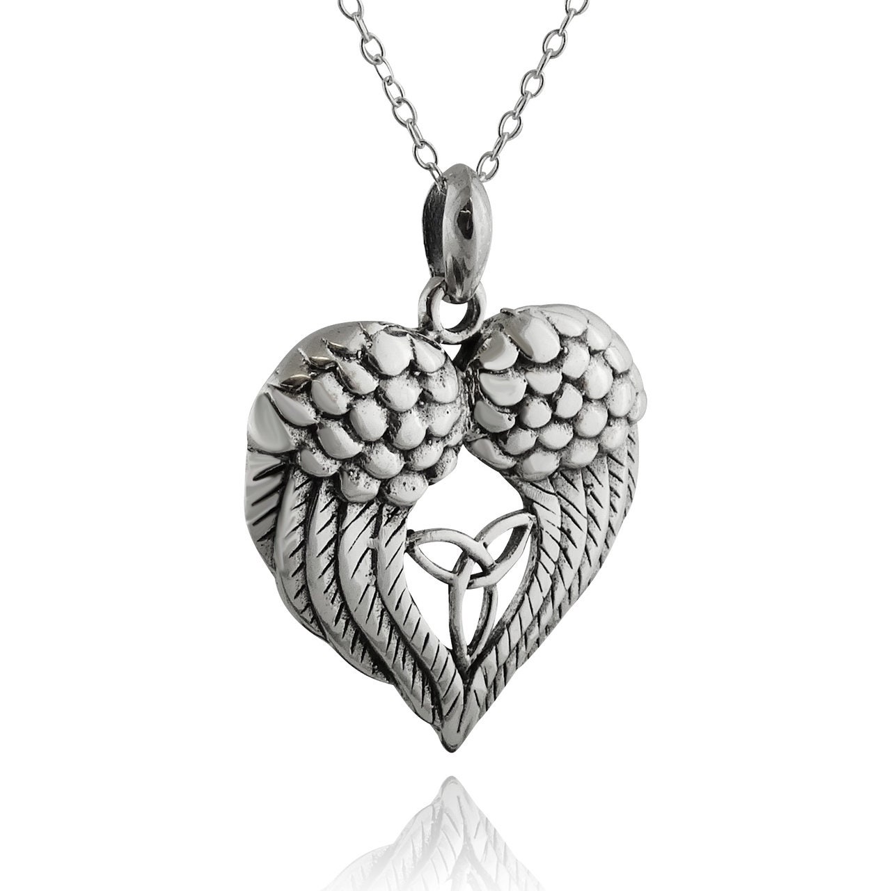 Trinity Knot Necklace, Angel Wings Necklace, Celtic Jewelry, Angel