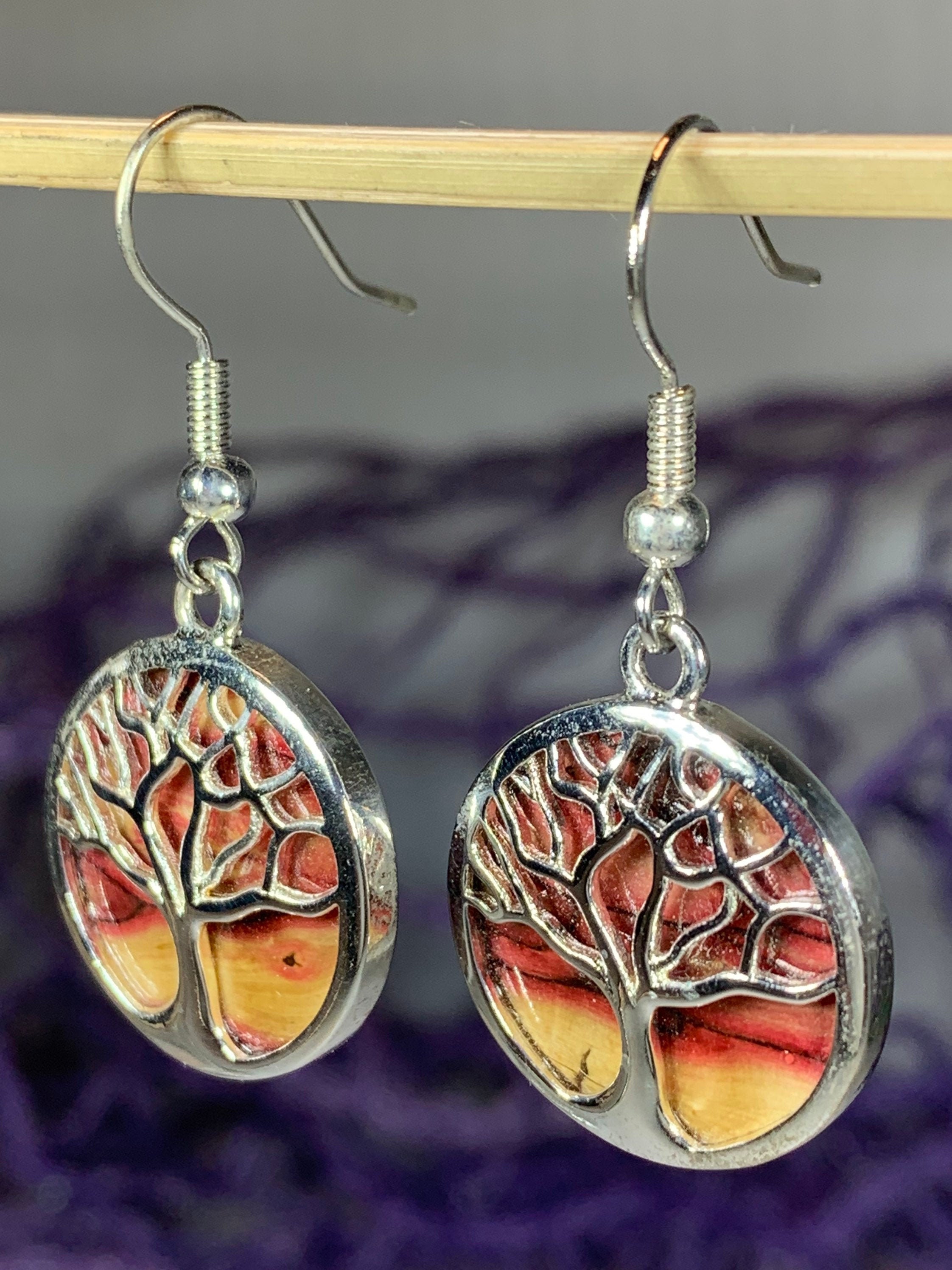 tree of life earrings celtic jewelry scotland jewelry heather gem