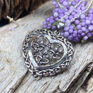 Thistle Necklace, Celtic Jewelry, Scotland Jewelry, Scottish Thistle Necklace, Outlander Jewelry, Nature Necklace, Heart Pendant, Wife Gift