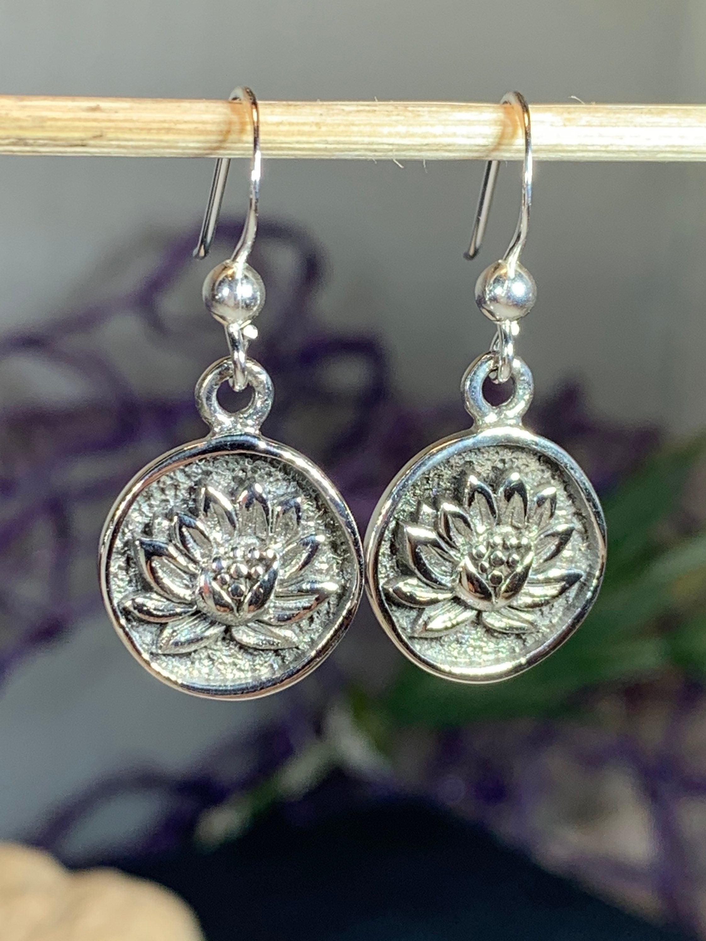 Lotus Earrings, Flower Earrings, Boho Jewelry, Nature Jewelry, Yoga