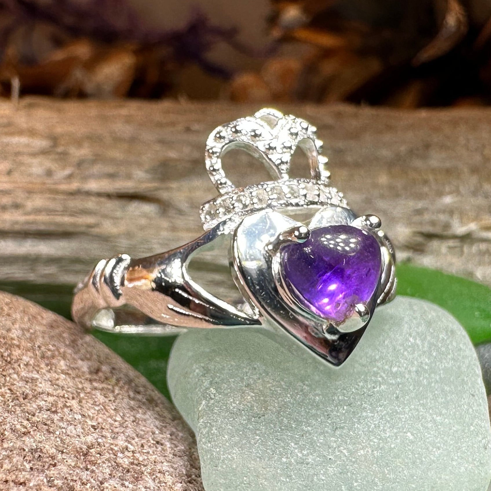 Buy Claddagh Ring Celtic Ring Promise Ring Celtic Knot Jewelry Irish Ring Irish Dance Gift Anniversary Gift Amethyst Engagement Ring Online in India Etsy