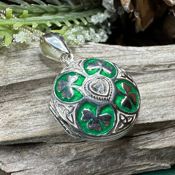 Shamrock Locket Necklace Irish Pendant Shamrock Jewelry Ireland