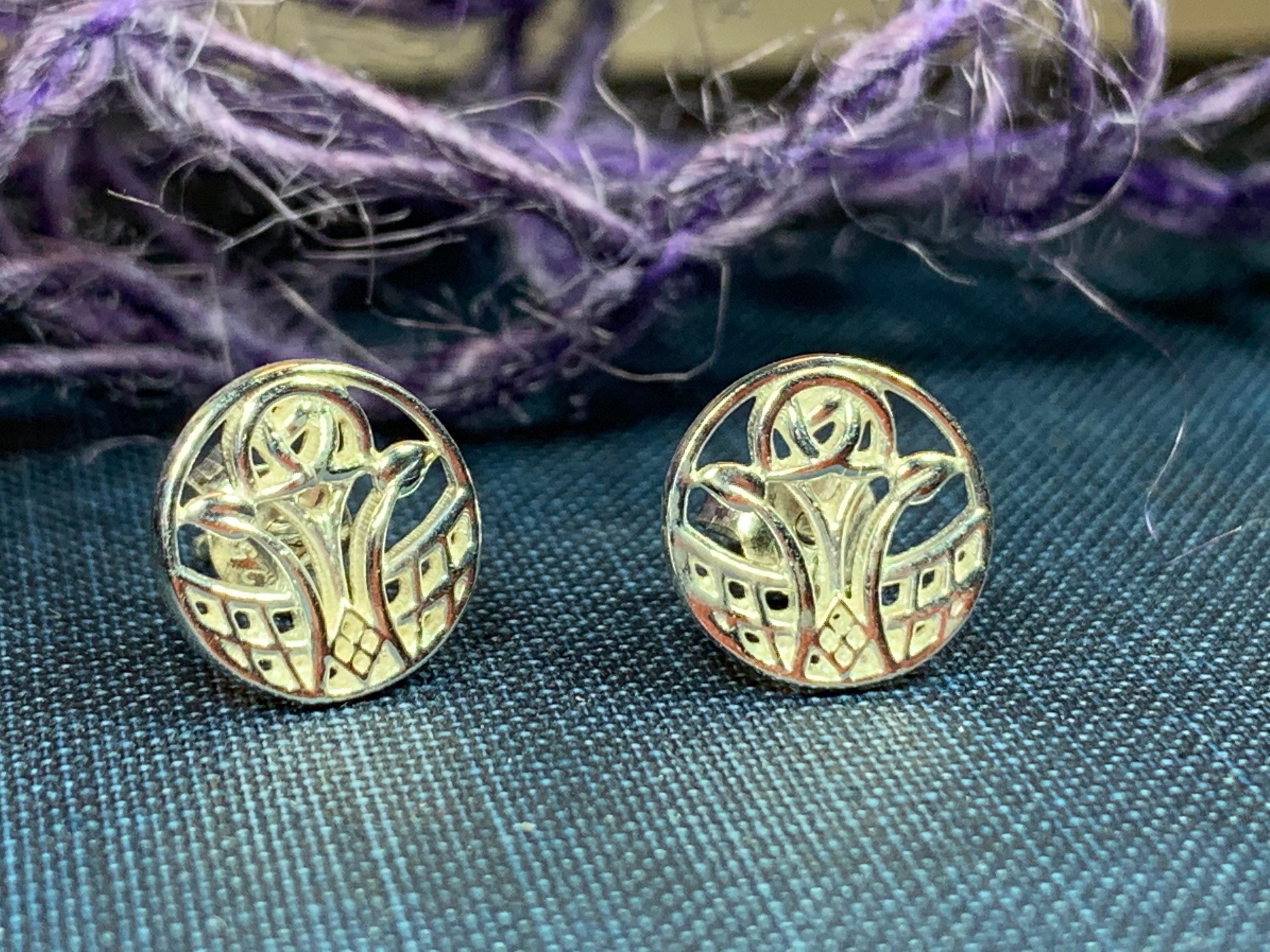 Rose Stud Earrings, Scotland Jewelry, Mackintosh Jewelry, Celtic