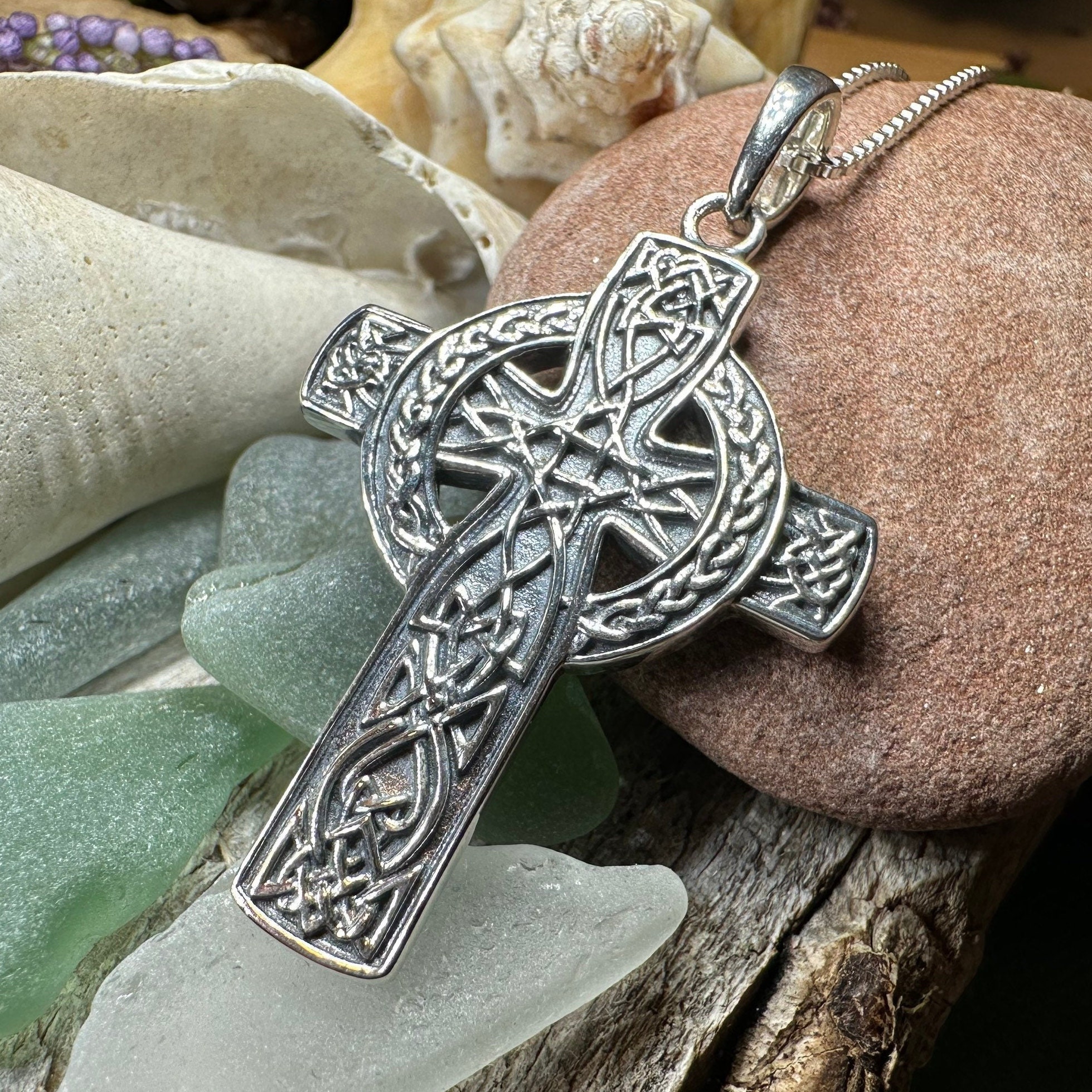 Celtic Cross Necklace - Pendant Necklace With Irish Knot
