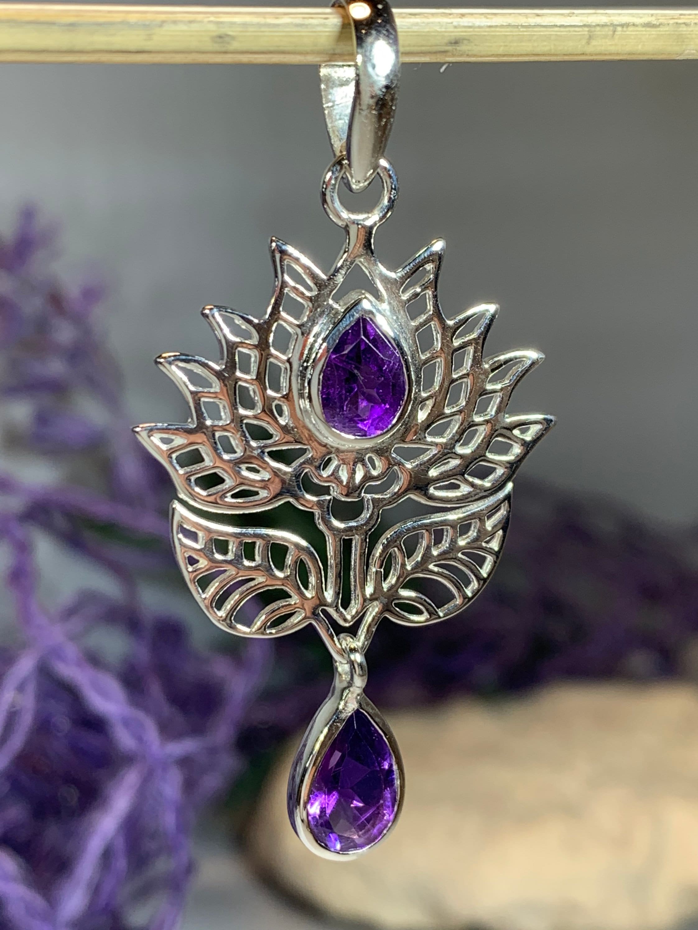 Lotus Necklace, Celtic Jewelry, Amethyst Jewelry, Namaste Jewelry