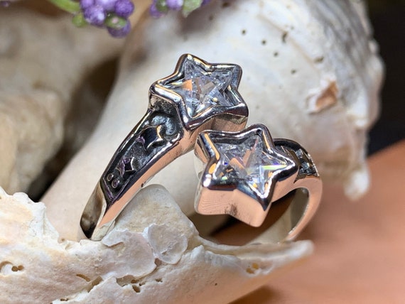 Bague étoile dargent, bague céleste, bague Boho, bague étoiles filantes,  bague cocktail, bague celtique, bague de déclaration, bijoux Wiccan, bague  de promesse -  France