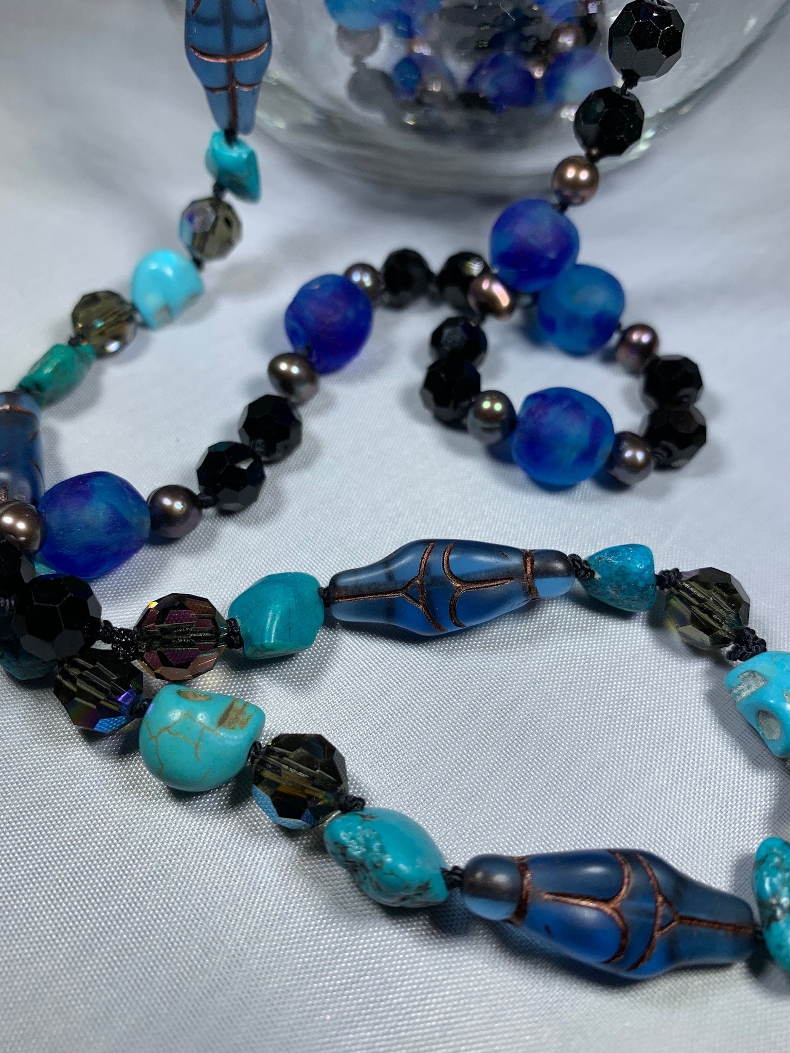 Long Beaded Necklace, Hand Knotted Necklace, Goddess jewelry, Boho