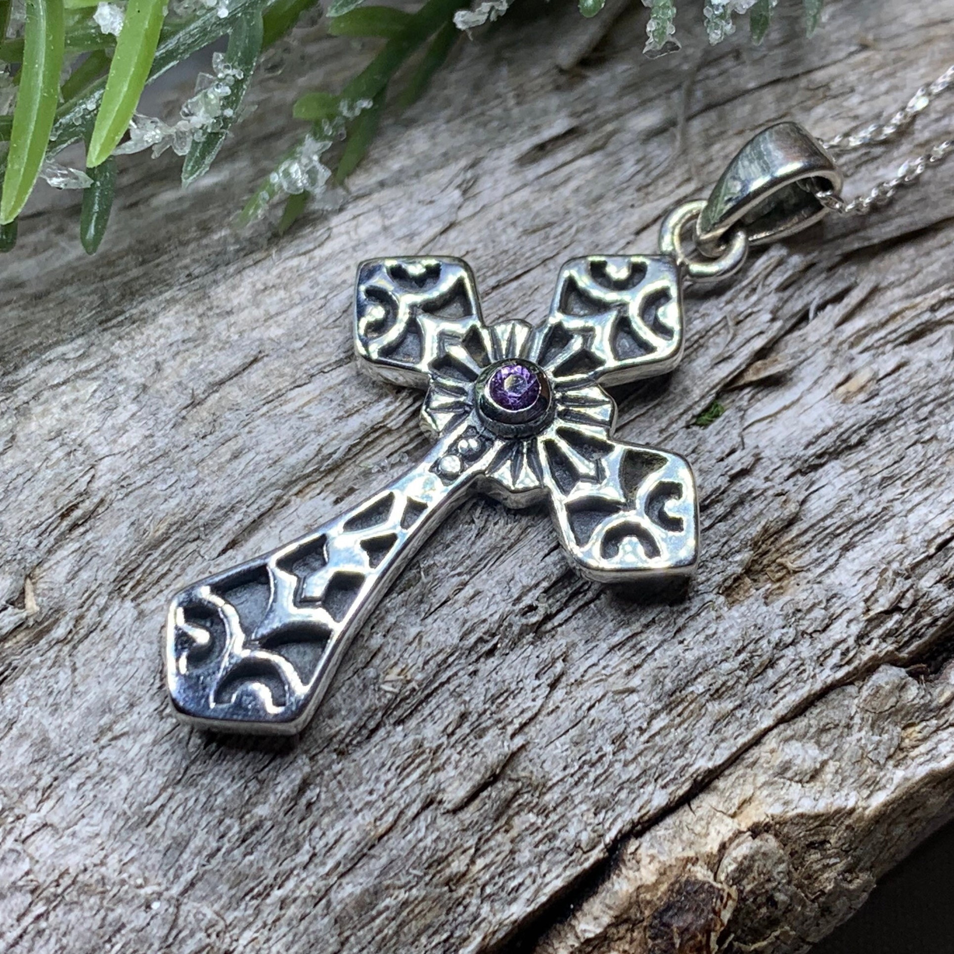 Men's Celtic Cross Necklace - Sterling Silver Pendant On 24
