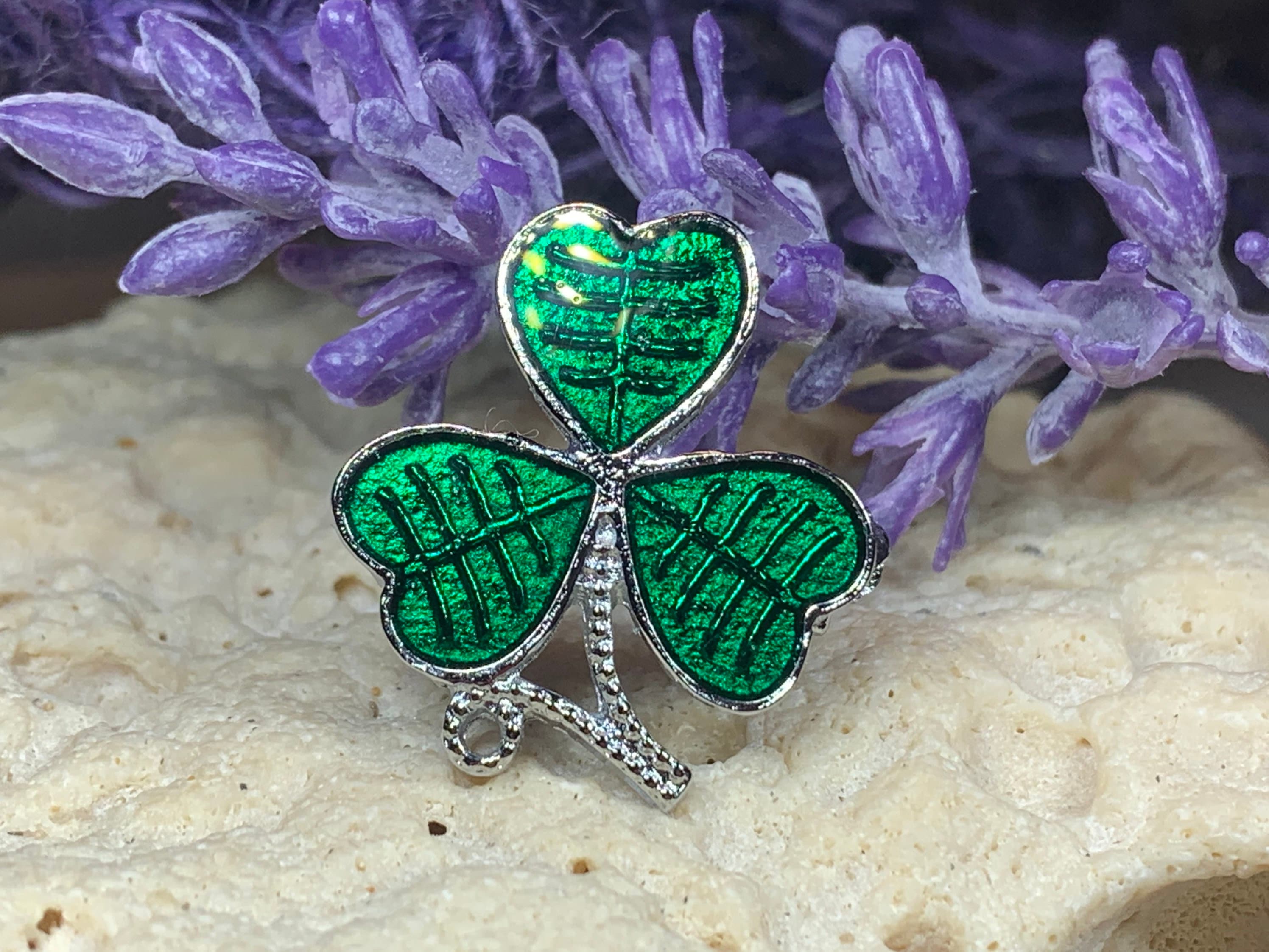 Shamrock Brooch, Clover Pin, Celtic Pin, Irish Pin, Coat Pin, Scarf Pin