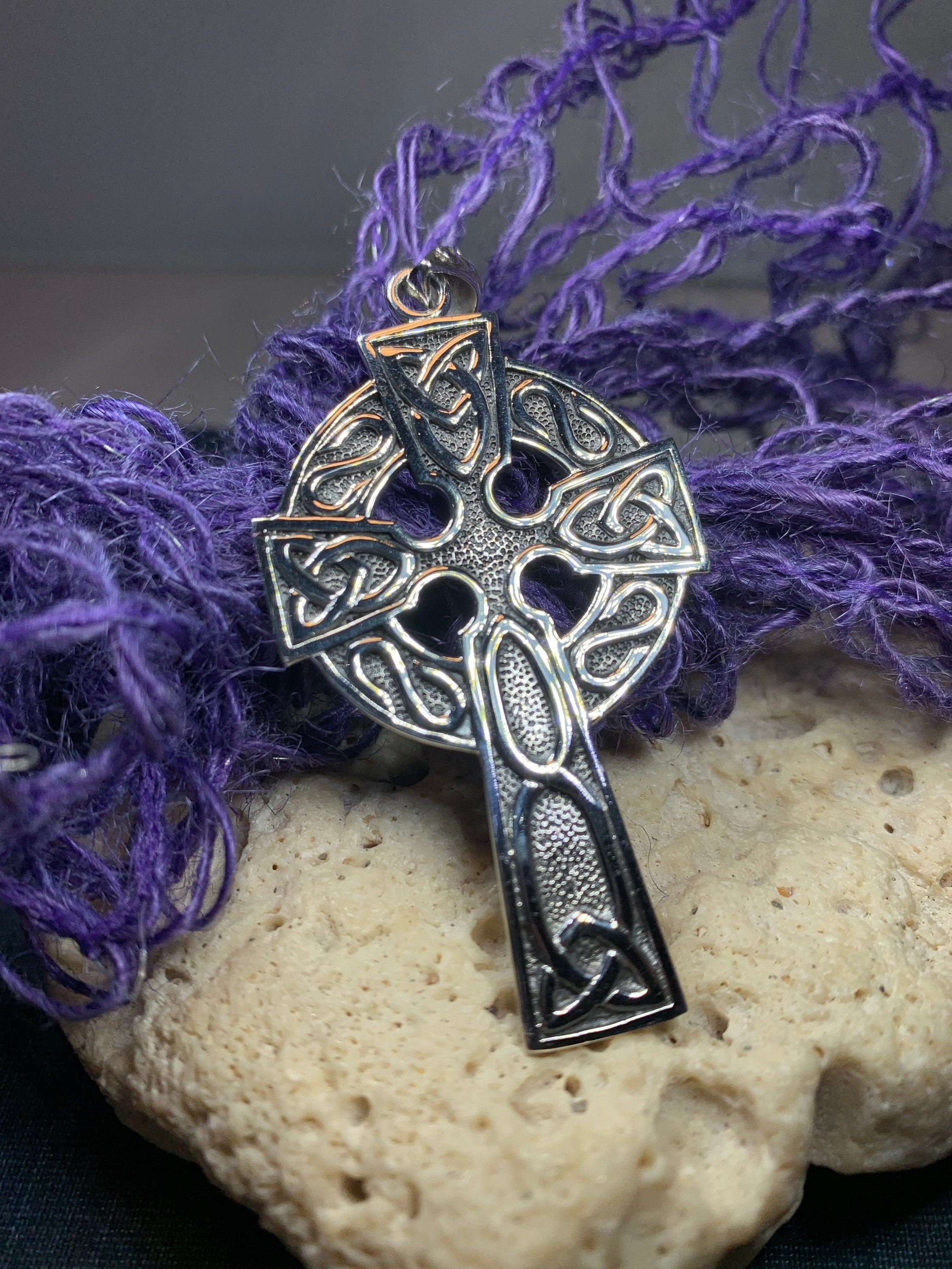 Celtic Cross Necklace, Irish Jewelry, Large Celtic Cross Pendant, First