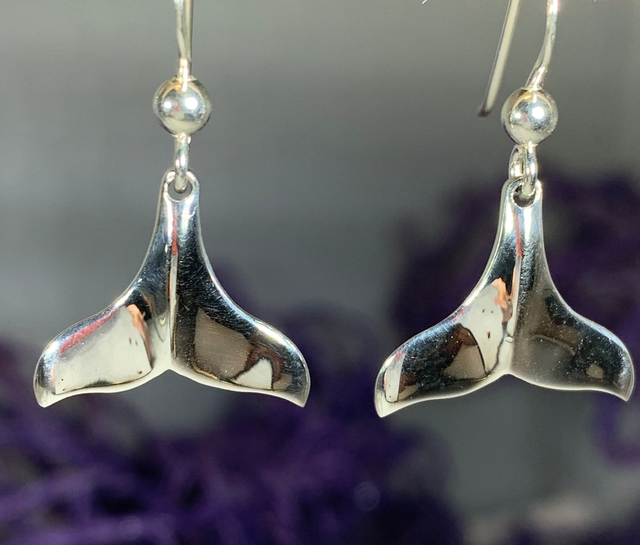 Whale Tail Earrings, Nautical Jewelry, Sea Jewelry, Whale
