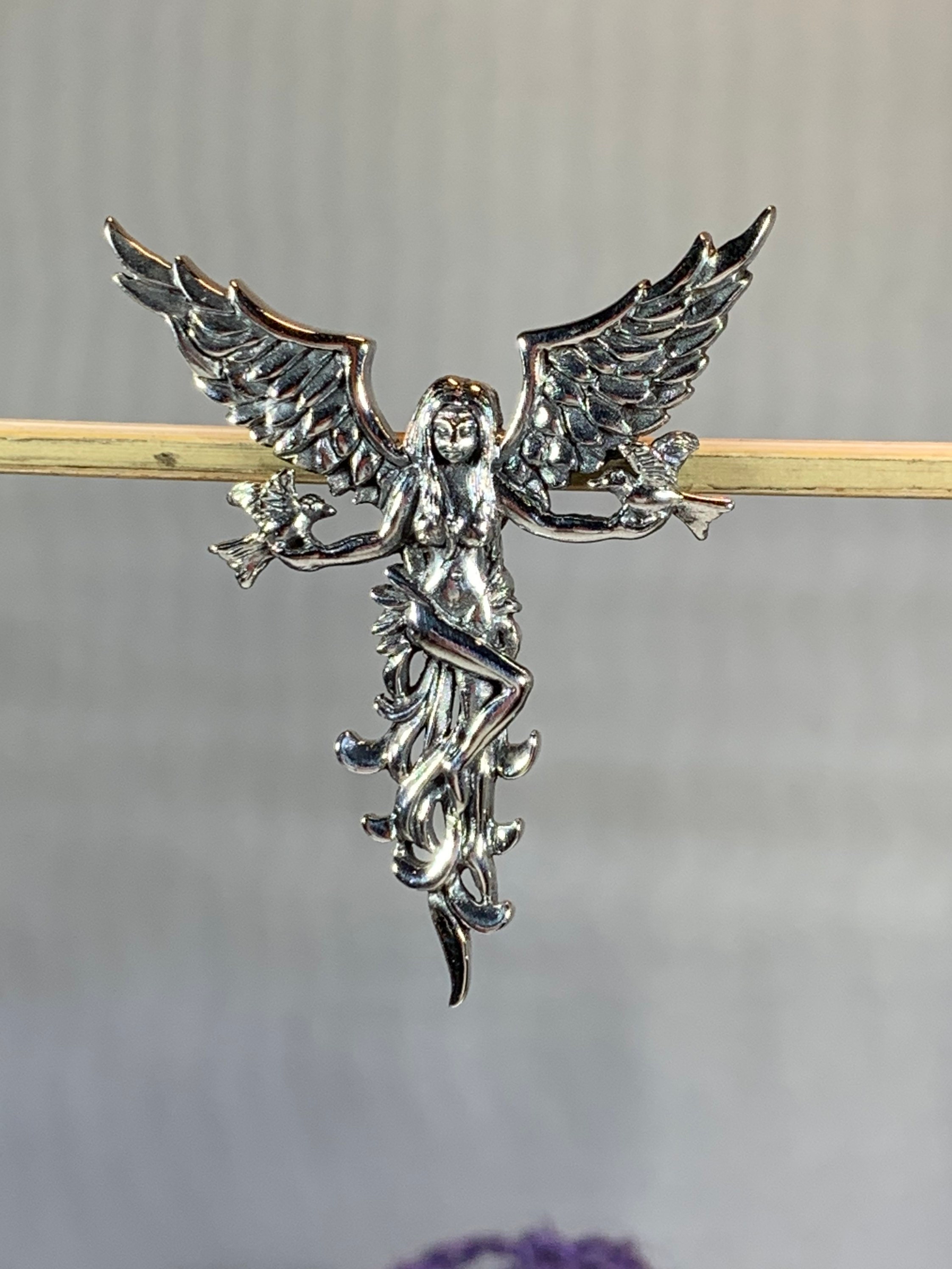 Angel Necklace, Spiritual Jewelry, Inspirational Gift, Dove Necklace, Angel Pendant, Anniversary