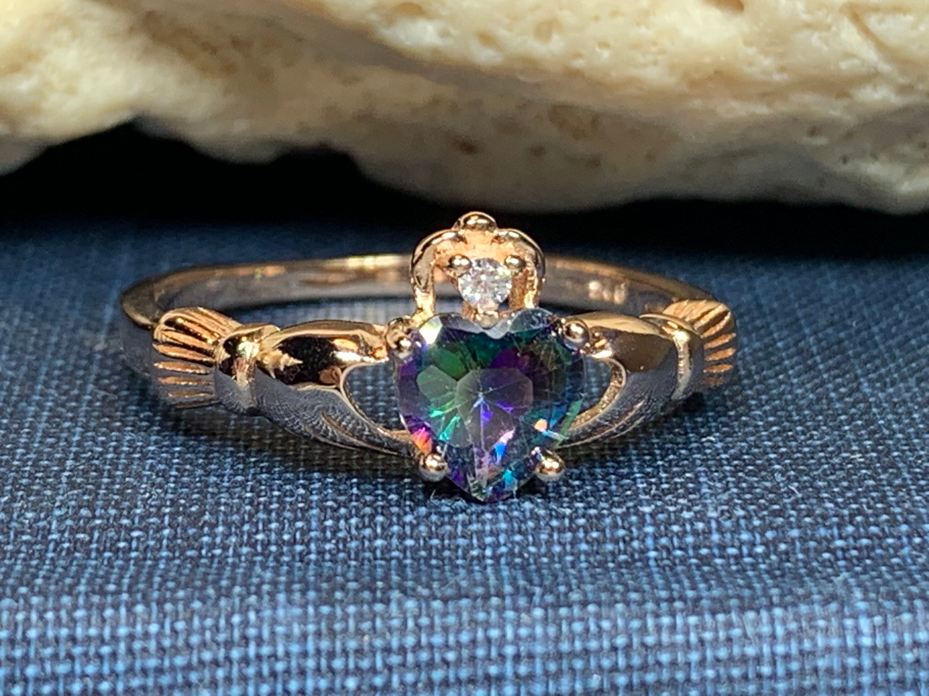 Claddagh Ring, Celtic Jewelry, Irish Jewelry, Mystic Topaz Jewelry