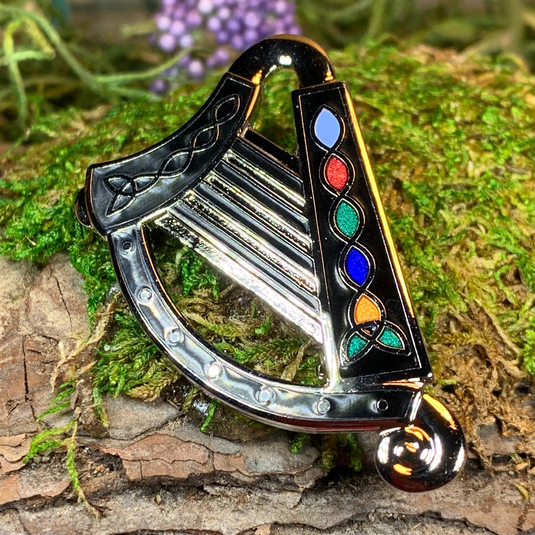 Celtic Harp Brooch Harp Jewelry Celtic Brooch Scarf Pin Coat