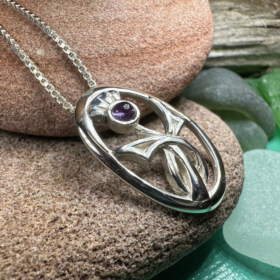 Thistle Necklace, Amethyst Necklace, Scotland Jewelry, Outlander ...