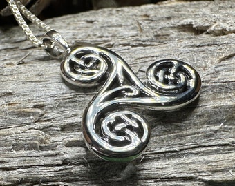 Triple Spiral Necklace, Celtic Jewelry, Irish Pendant, Celtic Spiral Pendant, Norse Jewelry, Sterling Silver, Pagan Jewelry, Scottish Gift