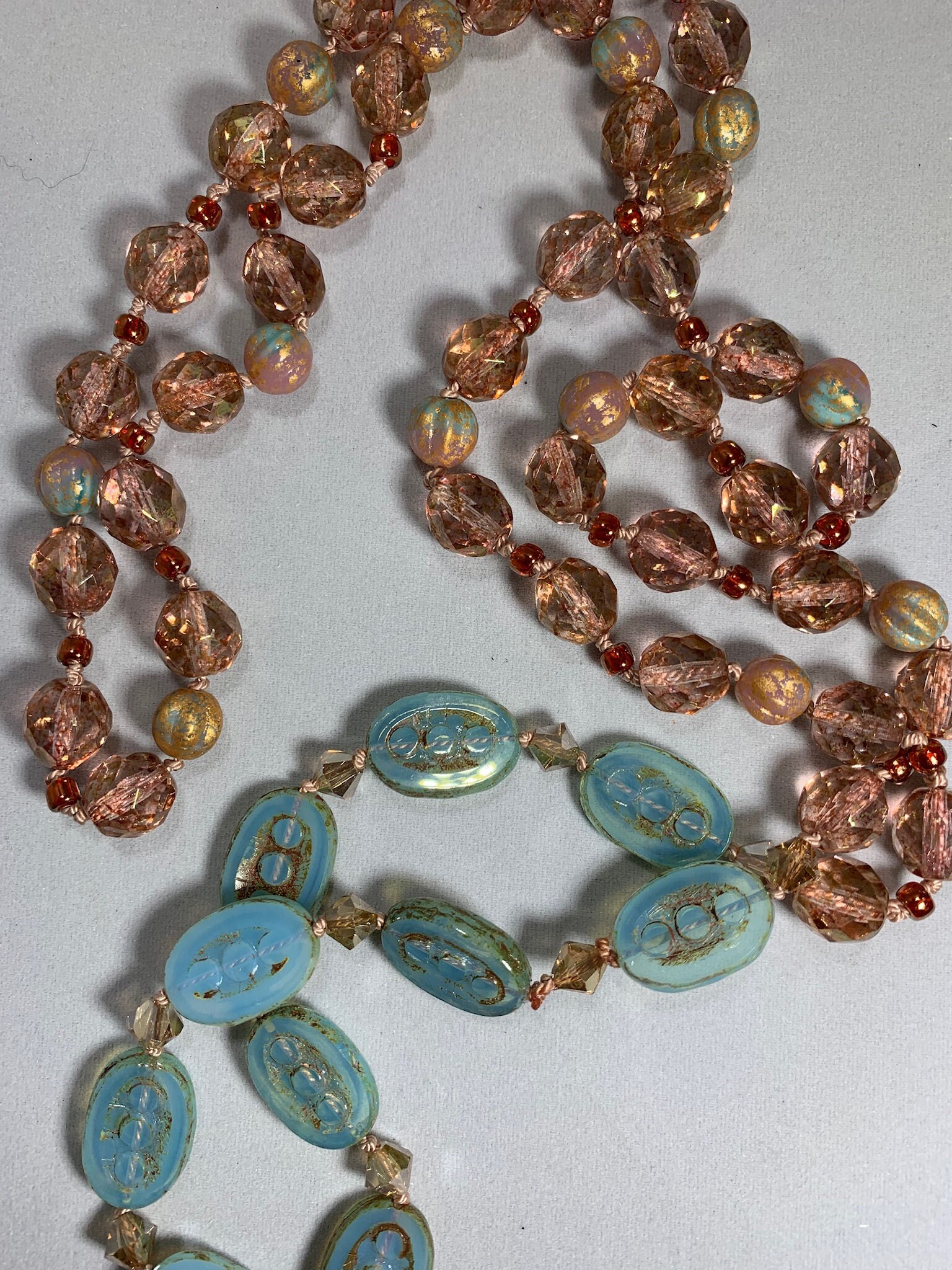 Long Beaded Necklace, Hand Knotted Necklace, Anniversary Gift, Boho