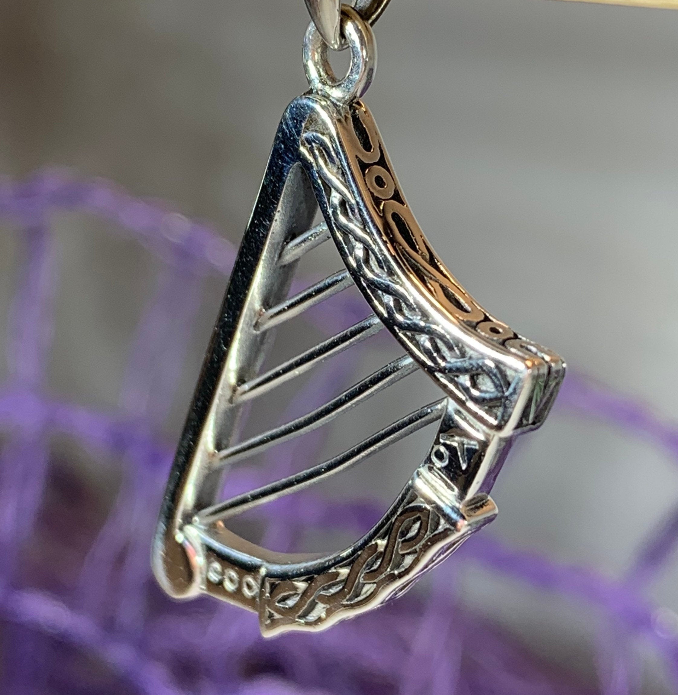 Harp Necklace, Irish Jewelry, Celtic Jewelry, Ireland Gift, Mom Gift