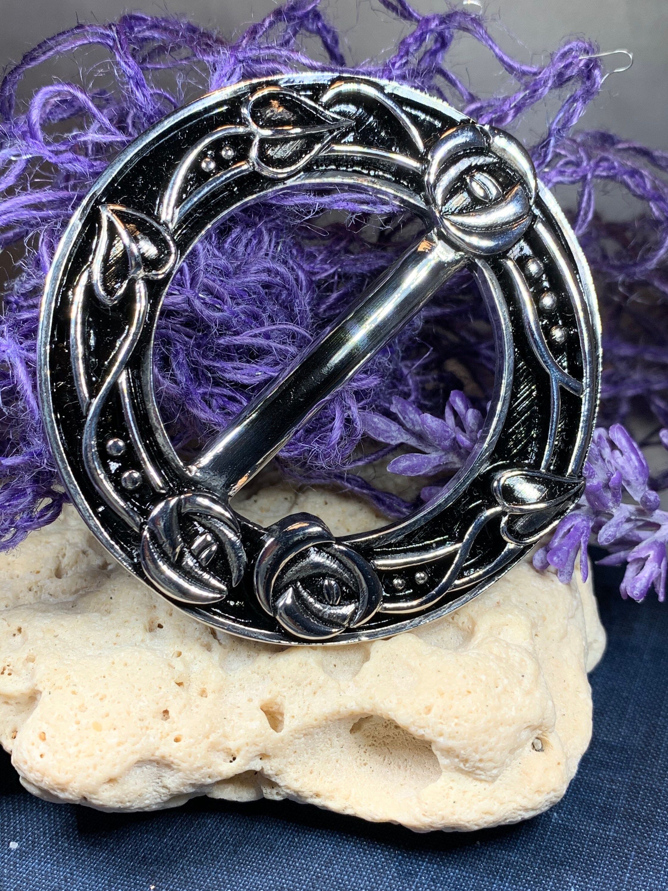 Celtic Roses Scarf Ring, Scotland Jewelry, Mackintosh Jewelry, Flower