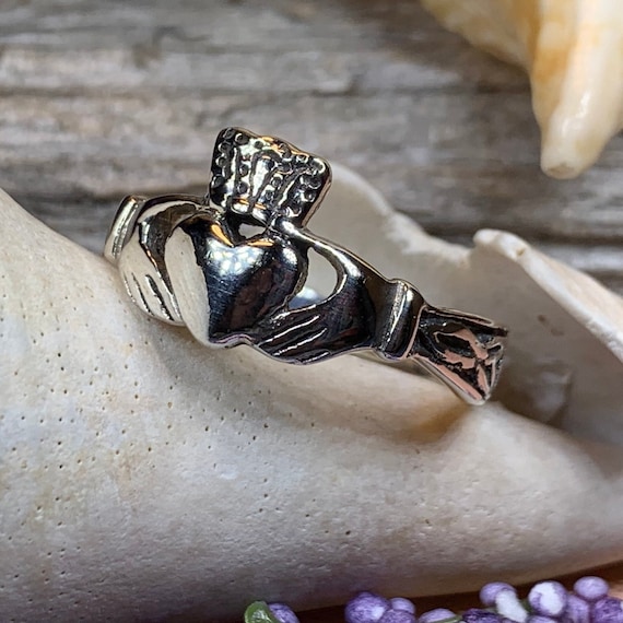 Engraved Celtic Claddagh Ring, Made in Ireland