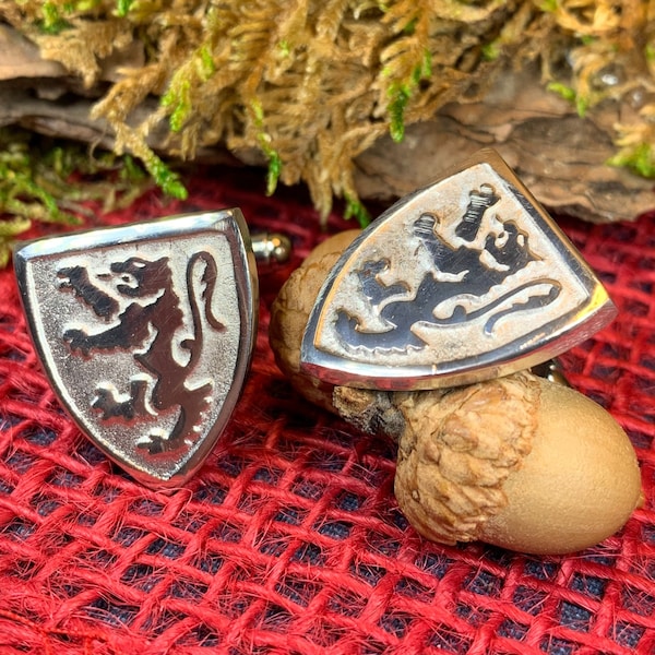 Scottish Lion Cuff Links, Scotland Jewelry, Celtic Jewelry, Lion Jewelry, Bagpiper Gift, Groom Gift, Boyfriend Gift, Husband Gift