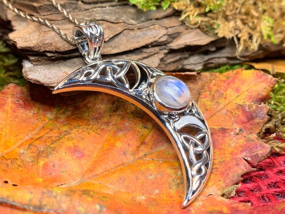 Wiccan Jewelry Celestial Jewelry, Etsy Moon Moon Jewelry, Crescent - Goddess, Moonstone Pendant, Necklace, Gift, Celtic Moon Anniversary Jewelry,