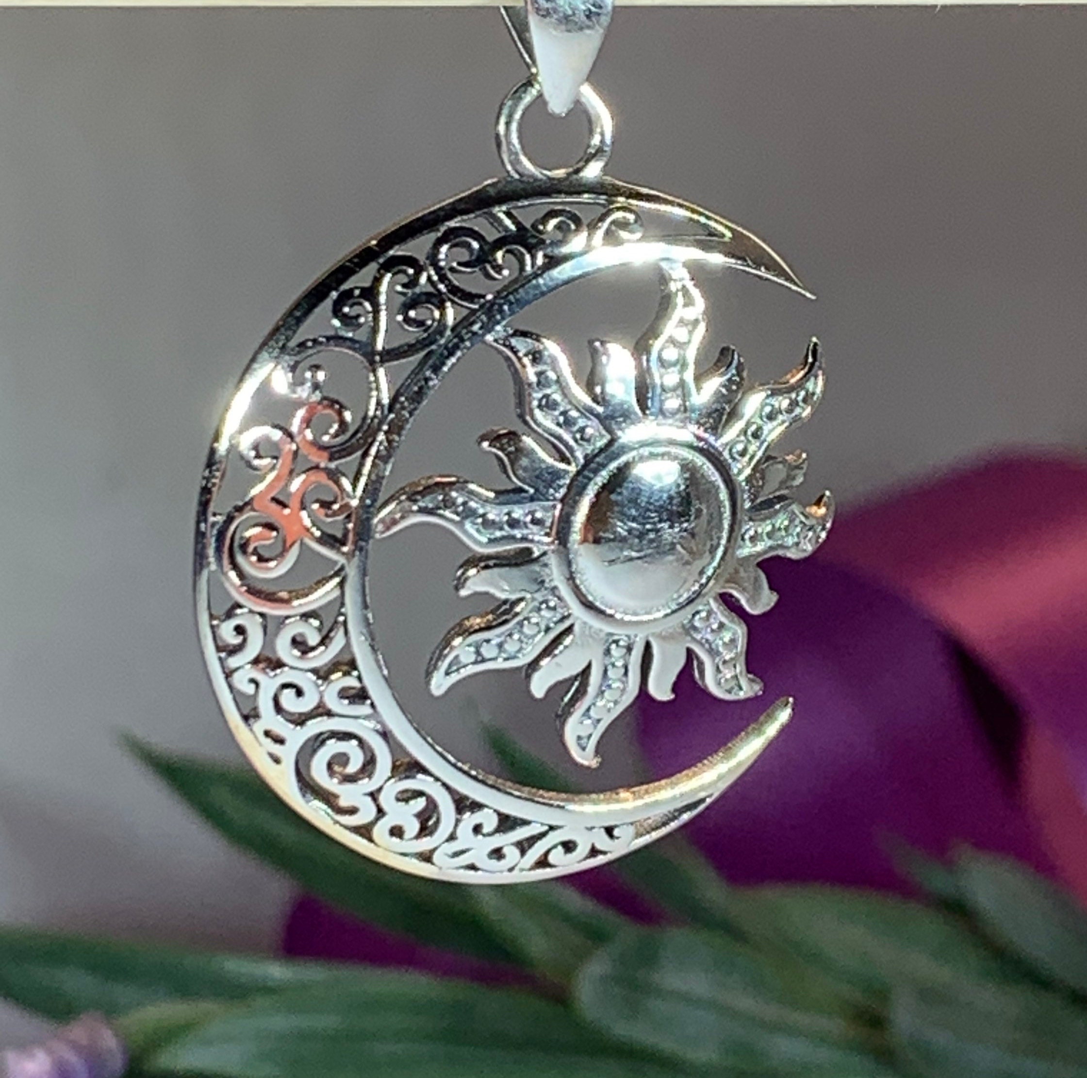 Moon Necklace, Sun Necklace, Celestial Jewelry, Mystical Jewelry, Friendship Gift, Celtic