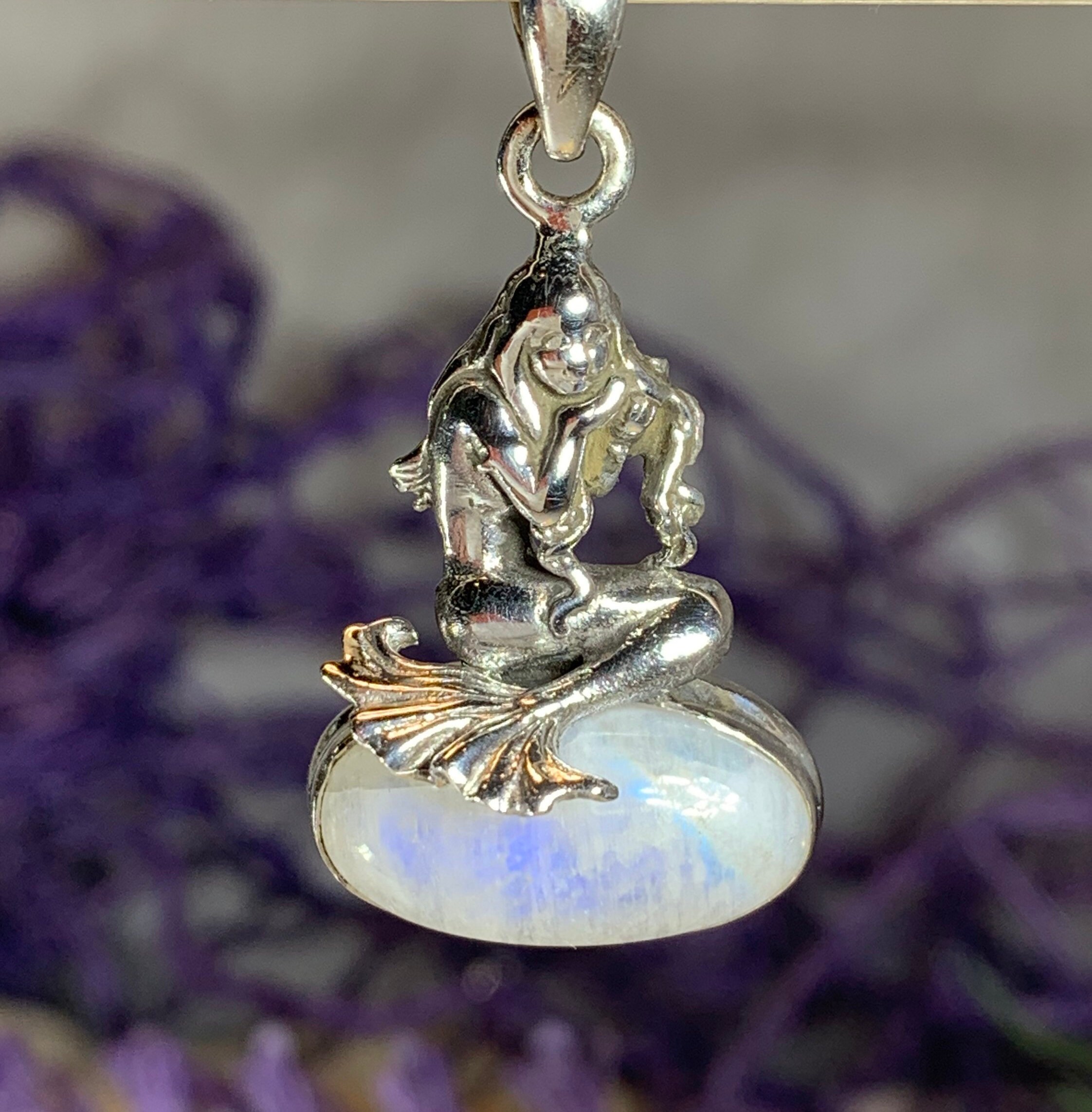 Mermaid Necklace, Celtic Jewelry, Moonstone Jewelry, Anniversary Gift, Nautical Jewelry