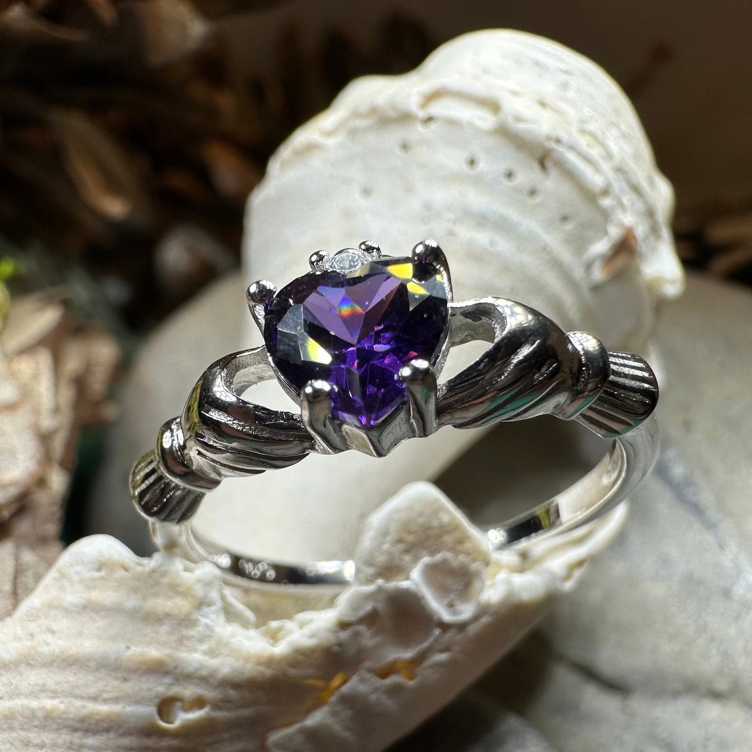 Claddagh ring purple stone sale