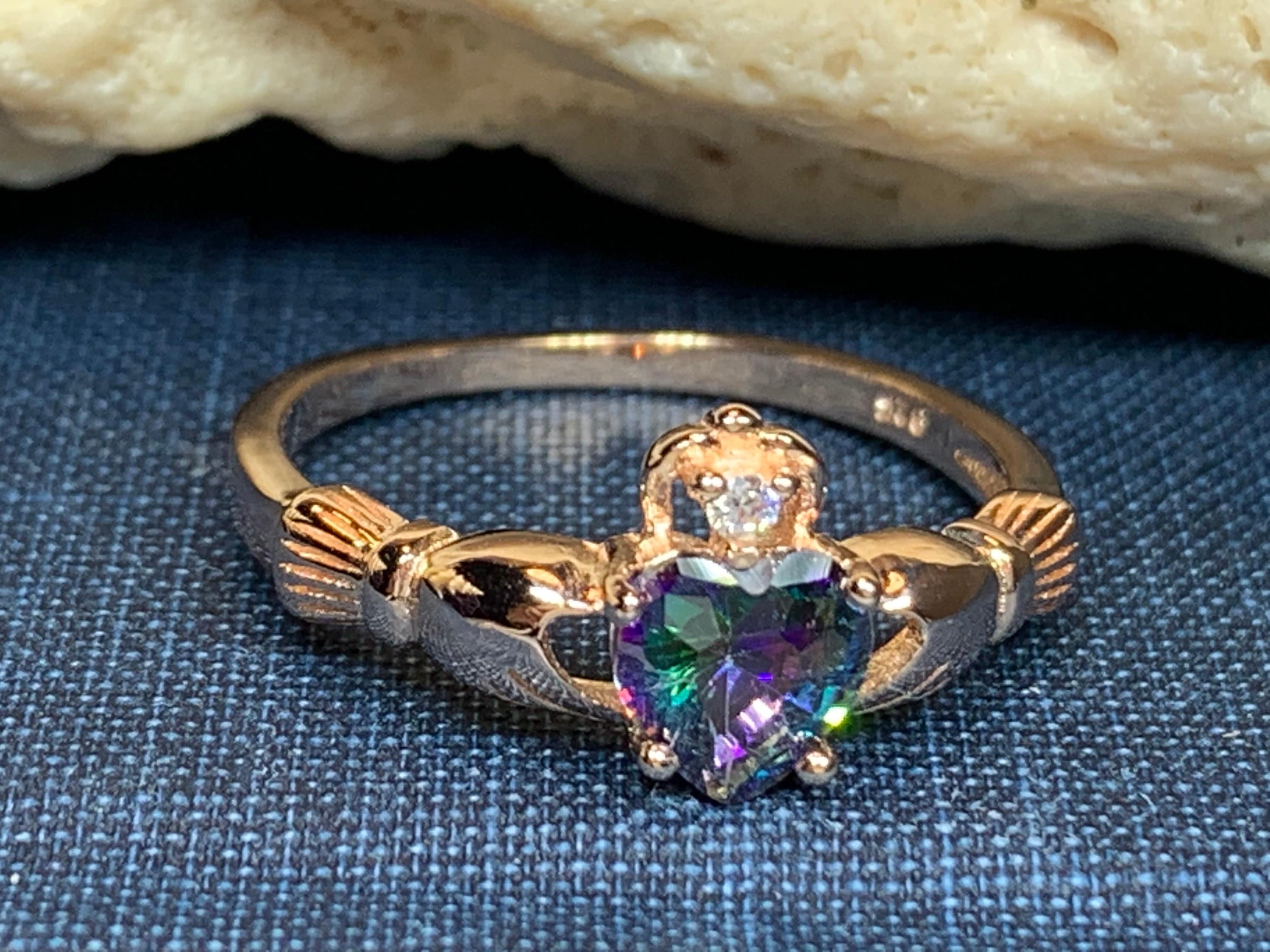 Claddagh Ring, Celtic Jewelry, Irish Jewelry, Mystic Topaz Jewelry, Irish Ring, Rose Gold