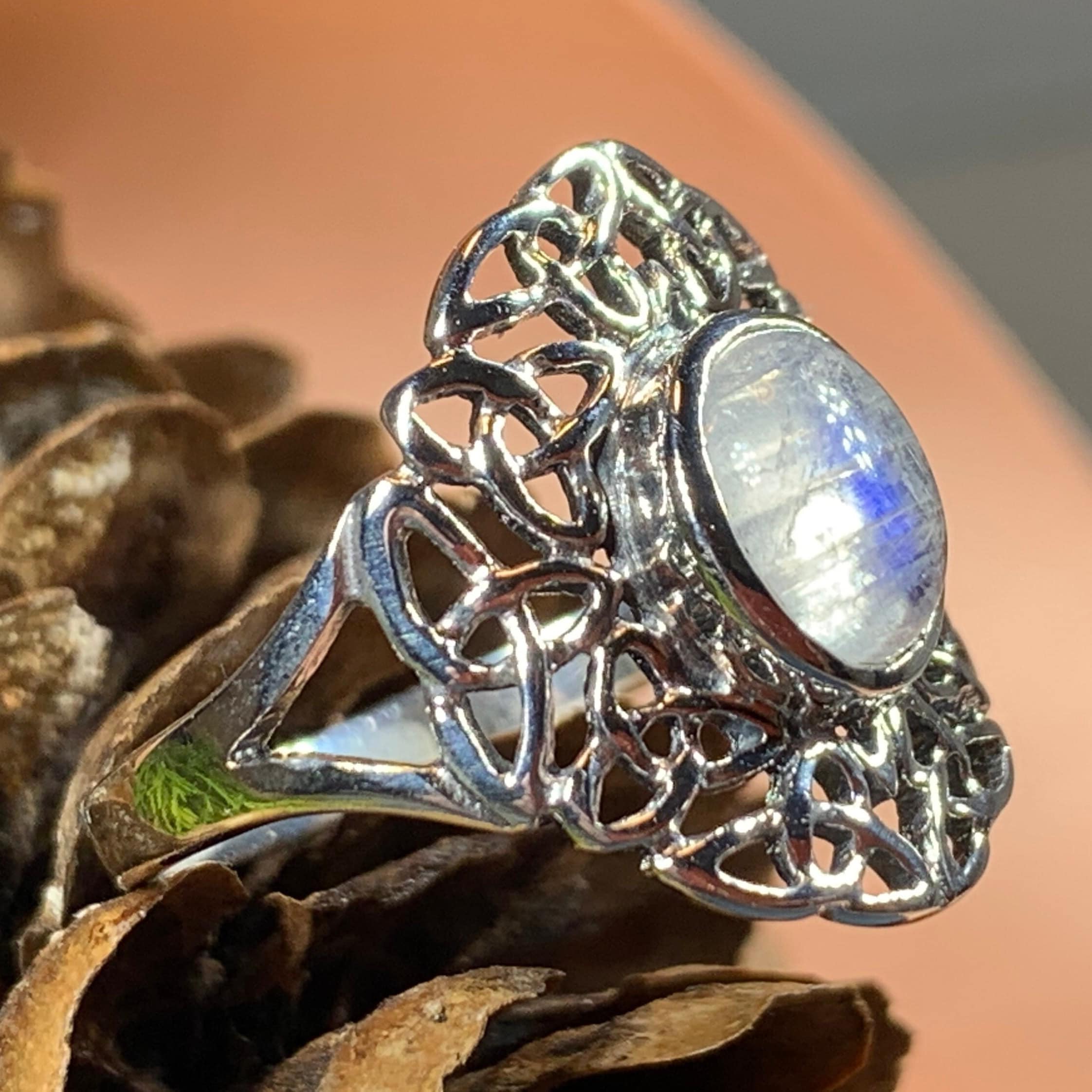 Celtic Ring Moonstone Ring Celtic Knot Ring Irish Jewelry