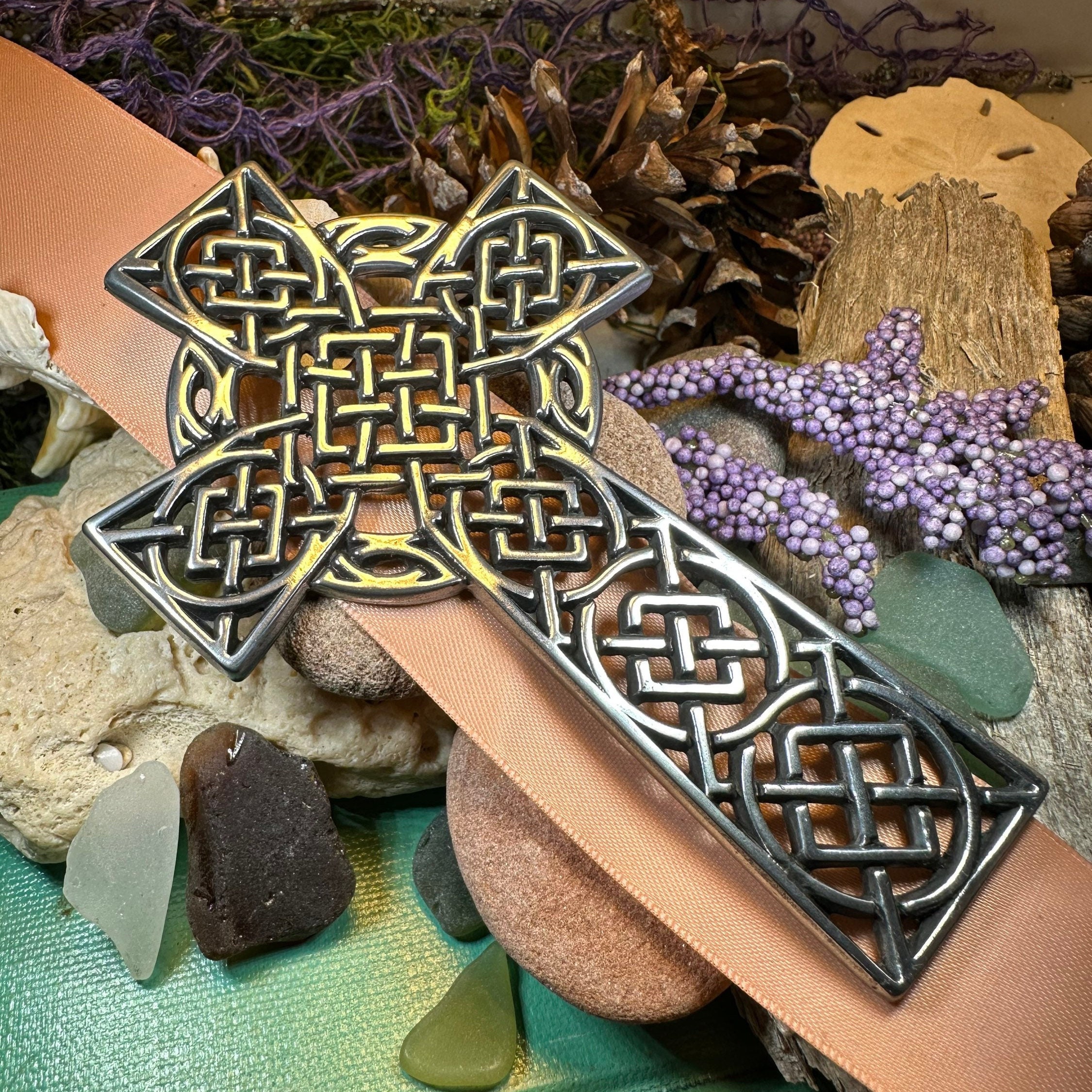 Celtic Cross Patch, Religious Ethnic Emblem, Embroidered Iron-on