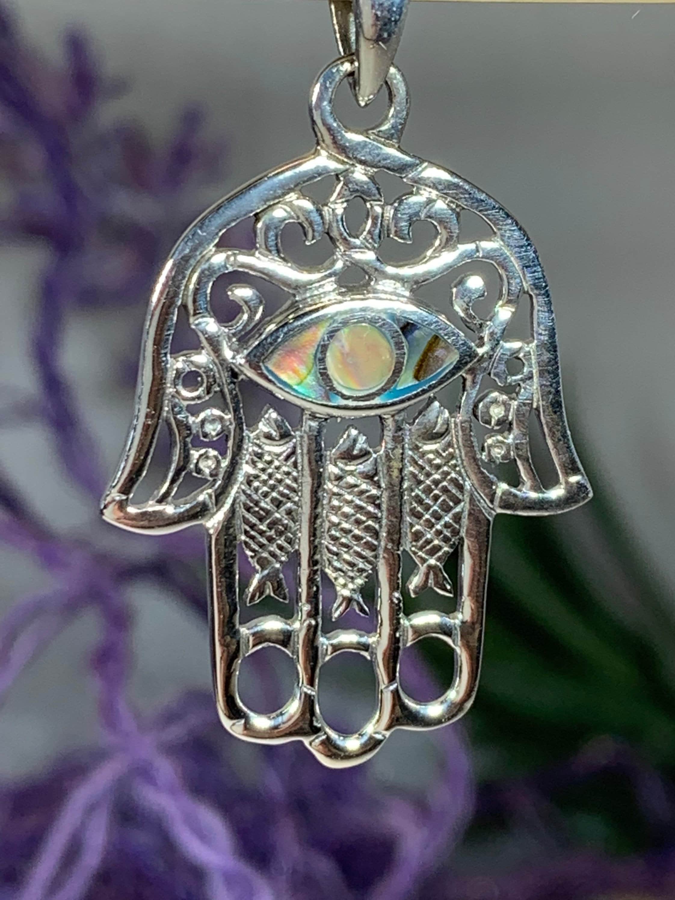 Hamsa Hand Necklace, Celtic Jewelry, Evil Eye Jewelry