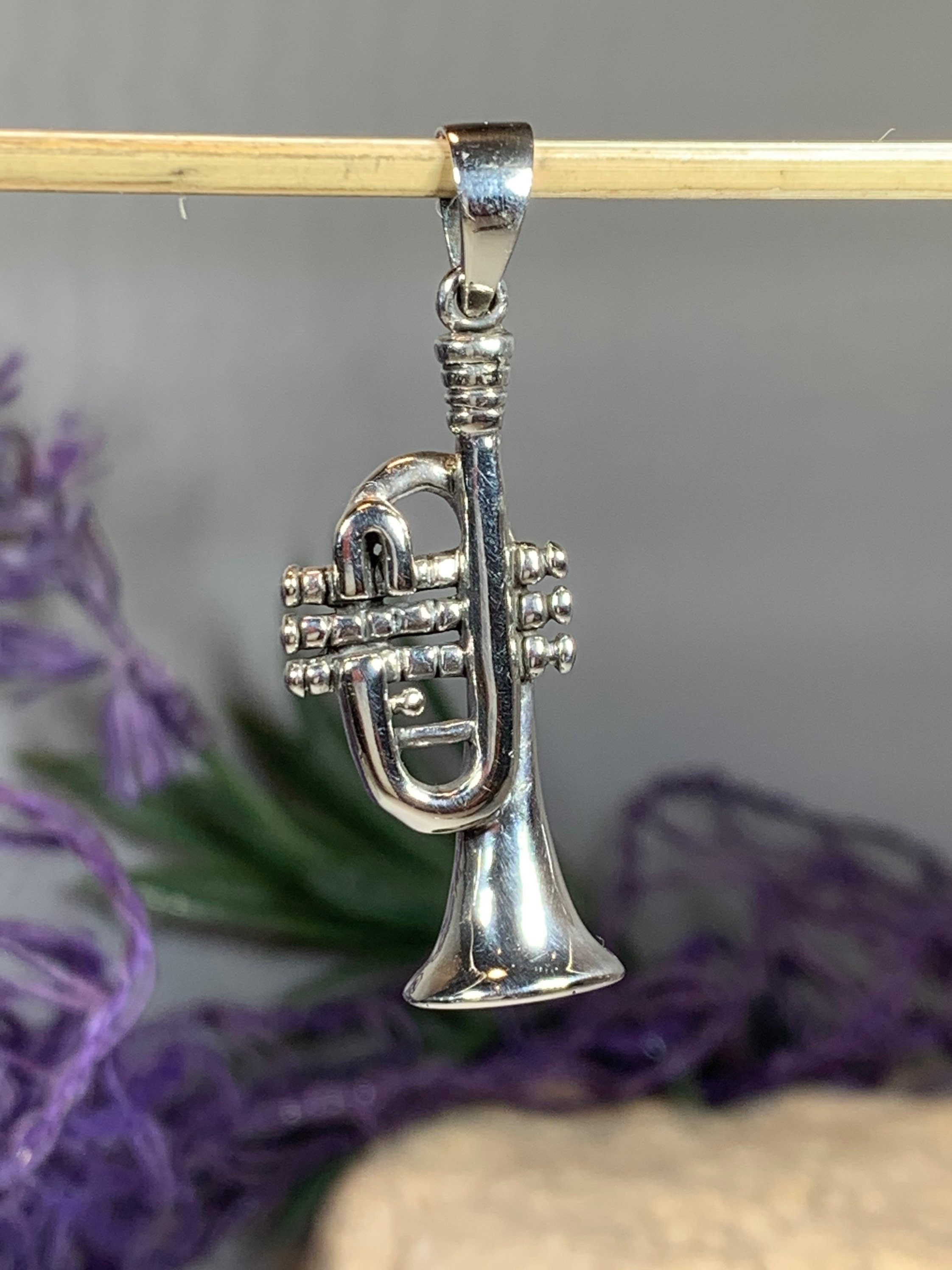 Trumpet Necklace, Music Jewelry, Instrument Jewelry, Band Jewelry, Jazz