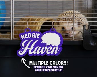 Hedgehog Cage Sign | 'Hedgie Haven' 3D Printed Hedgehog Cage Accessory | Critter Nation Small Pet Habitat Decor