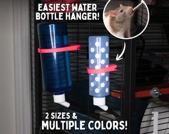 Small Pet Water Bottle Holder for Rat Cage Bottle Hanger, Rodent Cage Accessory, Fits 0.5” Bar Spacing, Water Bottle Stand for Hamster, Mice