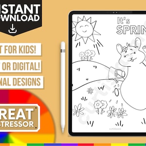 It's Spring (Hamster) Coloring Page | Pet/Children's Coloring Pages | INSTANT PDF DOWNLOAD - Print or Digital