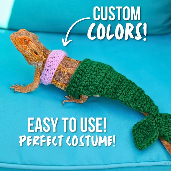 Mermaid Costume For Bearded Dragons Halloween Costume For Pet Reptiles, Princess Costume For Pets, Siren Outfit For Animals Cute Pet Outfits