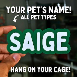 Pet Name Plaque for Pet Enclosure Accessory for Pet Cage Name Sign for Pet Cage Sign Personalized Pet Sign Customized Pet Name Plaque