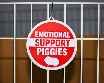 Signe de cage en bois pour cochons d'Inde de soutien émotionnel, SVG de cochon d'Inde mignon, parfait pour les accessoires de cage enregistrés ESA pour cage pour cochons d'Inde