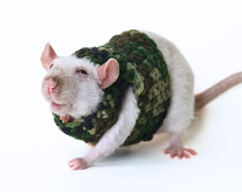 Camouflage Rat Sweater for Fancy Rat Clothing for Small Pet Clothing for Pet Rat Crochet Pet Sweater for Rat Vest for Small Animal Sweater