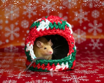 Christmas Hideout For Fancy Mouse Christmas Cage Decor for Small Animal Christmas Toy for Rodent Christmas Gift for Hamster Owner Gift