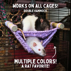 Rat Double Hammock Toy for Rat Cage Toy for Rat Hanging Toy, Crochet Rat Hammock for Rodent Cage Fleece Cage Accessory for Small Animal Cage